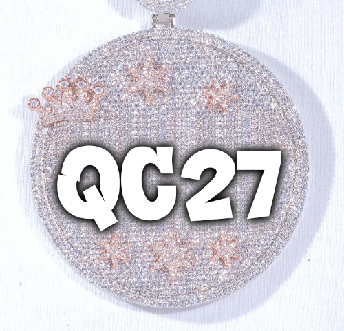 CUSTOM LETTER NECKLACE 3D BIG CROWN DISC