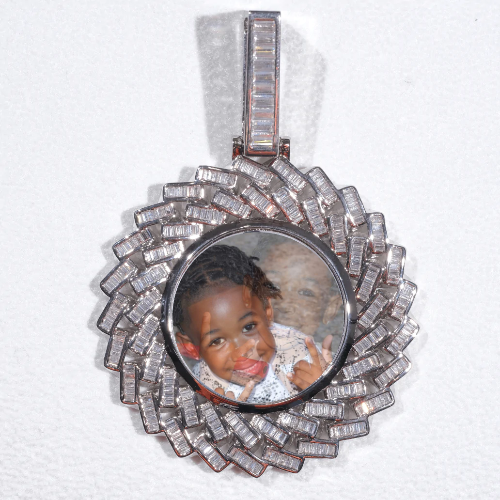 Large 3D Baguette Custom Picture Pendant