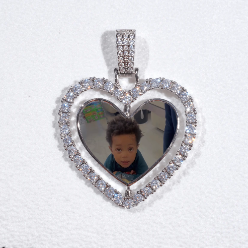 3D Spinning 2-Faced Heart Custom Picture Pendant