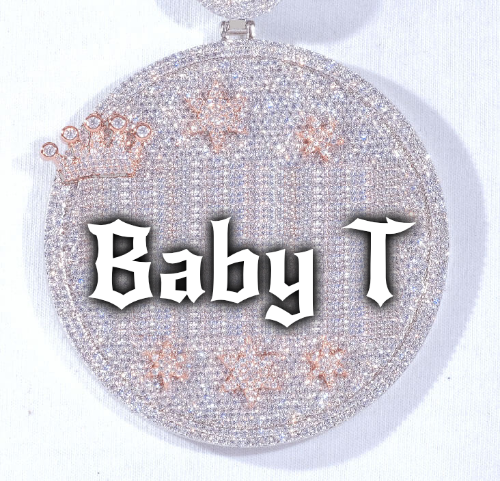 CUSTOM LETTER NECKLACE 3D BIG CROWN DISC