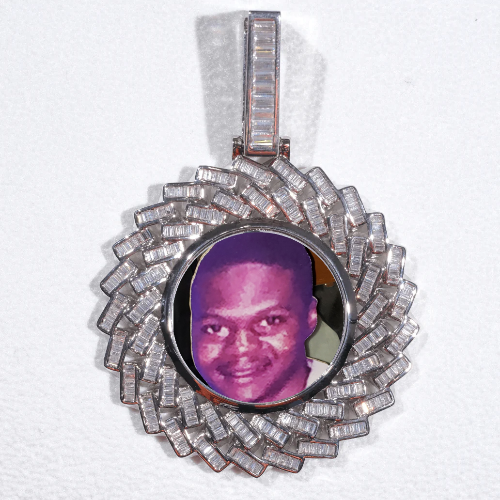 Large 3D Baguette Custom Picture Pendant