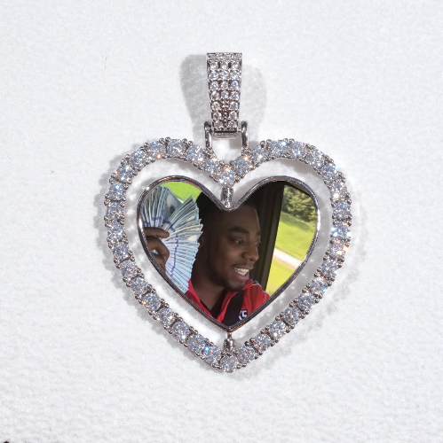 3D Spinning 2-Faced Heart Custom Picture Pendant