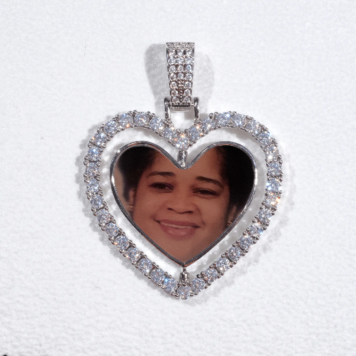 3D Spinning 2-Faced Heart Custom Picture Pendant