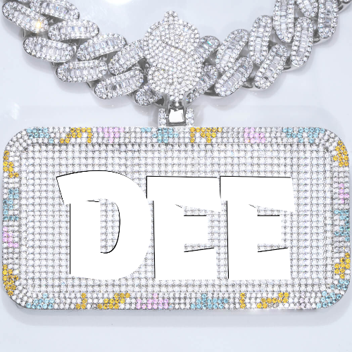 CUSTOM LETTER NECKLACE 3D COLORFUL SQUARE
