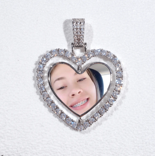 3D Spinning 2-Faced Heart Custom Picture Pendant