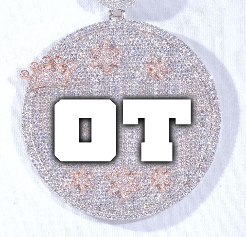 CUSTOM LETTER NECKLACE 3D BIG CROWN DISC