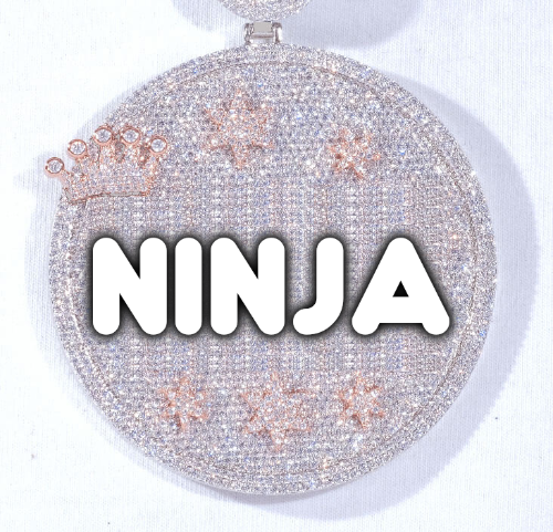 CUSTOM LETTER NECKLACE 3D BIG CROWN DISC