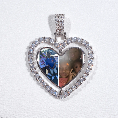 3D Spinning 2-Faced Heart Custom Picture Pendant
