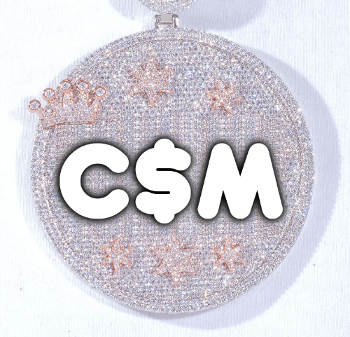CUSTOM LETTER NECKLACE 3D BIG CROWN DISC