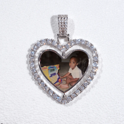 3D Spinning 2-Faced Heart Custom Picture Pendant