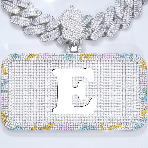 CUSTOM LETTER NECKLACE 3D COLORFUL SQUARE