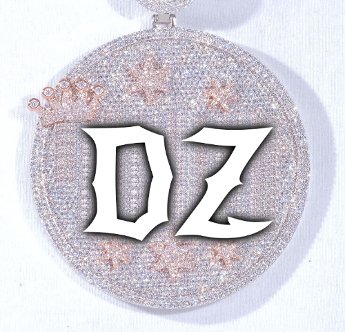 CUSTOM LETTER NECKLACE 3D BIG CROWN DISC