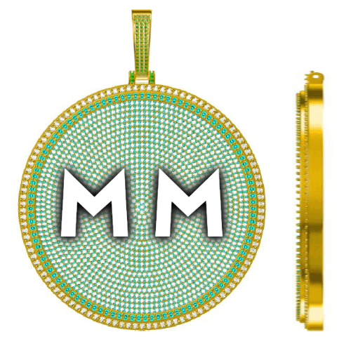 CUSTOM LETTER NECKLACE 3D BIG DISC