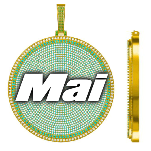 CUSTOM LETTER NECKLACE 3D BIG DISC
