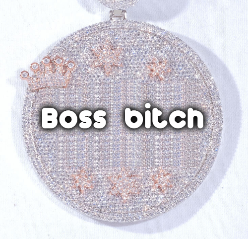 CUSTOM LETTER NECKLACE 3D BIG CROWN DISC