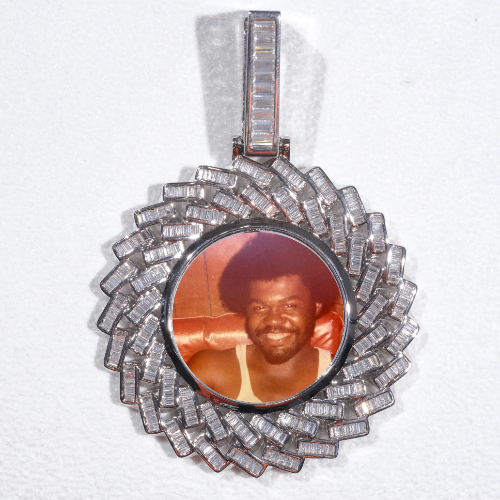Large 3D Baguette Custom Picture Pendant