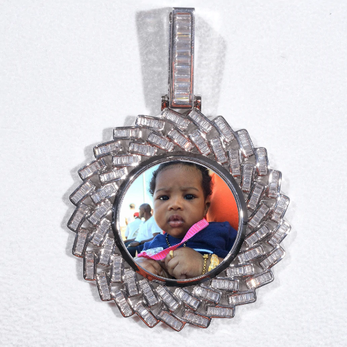 Large 3D Baguette Custom Picture Pendant