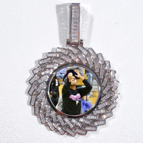Large 3D Baguette Custom Picture Pendant
