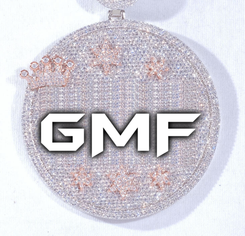 CUSTOM LETTER NECKLACE 3D BIG CROWN DISC