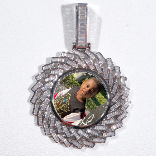 Large 3D Baguette Custom Picture Pendant