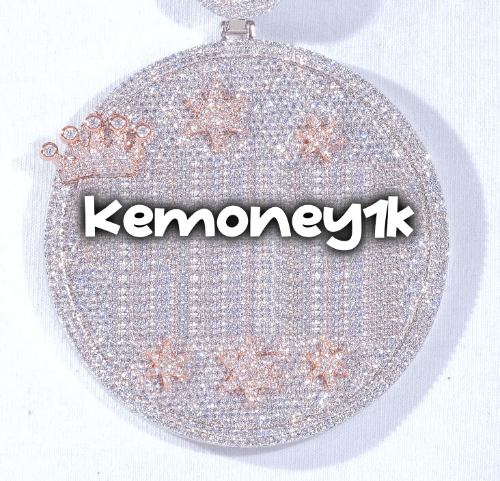CUSTOM LETTER NECKLACE 3D BIG CROWN DISC