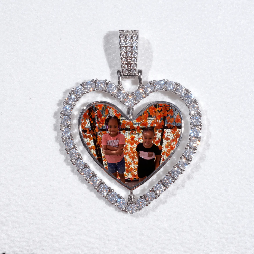 3D Spinning 2-Faced Heart Custom Picture Pendant