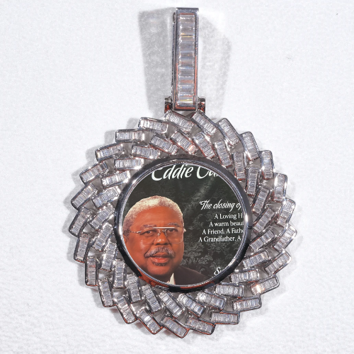 Large 3D Baguette Custom Picture Pendant