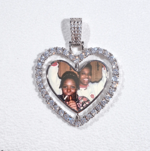 3D Spinning 2-Faced Heart Custom Picture Pendant