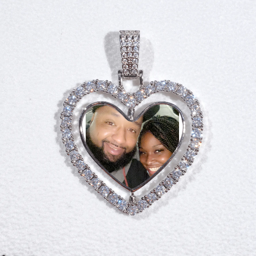 3D Spinning 2-Faced Heart Custom Picture Pendant
