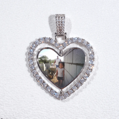 3D Spinning 2-Faced Heart Custom Picture Pendant