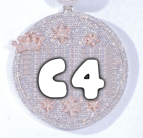 CUSTOM LETTER NECKLACE 3D BIG CROWN DISC