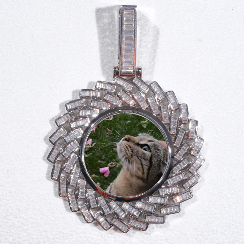 Large 3D Baguette Custom Picture Pendant