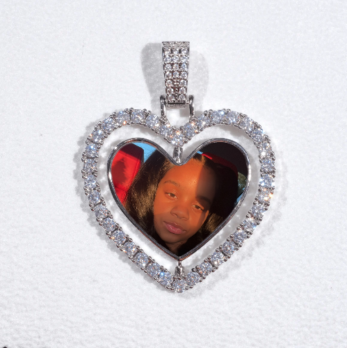 3D Spinning 2-Faced Heart Custom Picture Pendant