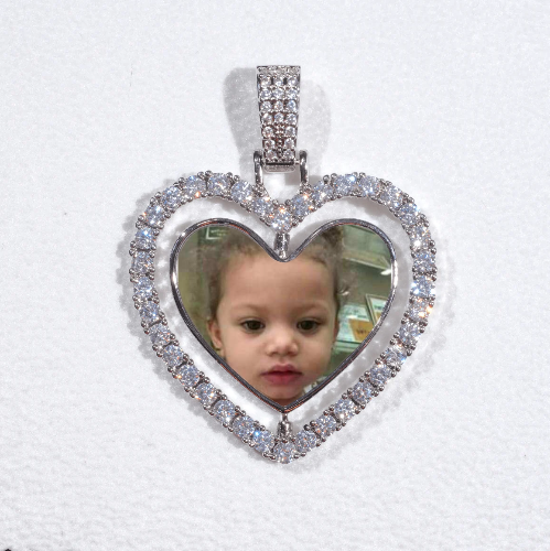 3D Spinning 2-Faced Heart Custom Picture Pendant