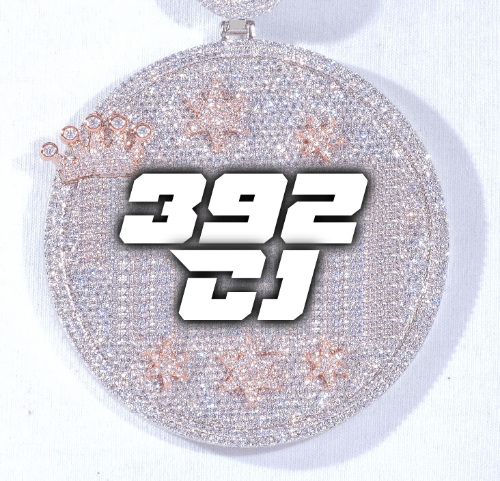 CUSTOM LETTER NECKLACE 3D BIG CROWN DISC