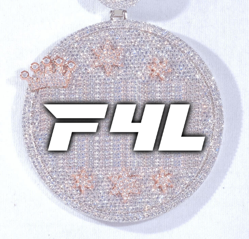 CUSTOM LETTER NECKLACE 3D BIG CROWN DISC