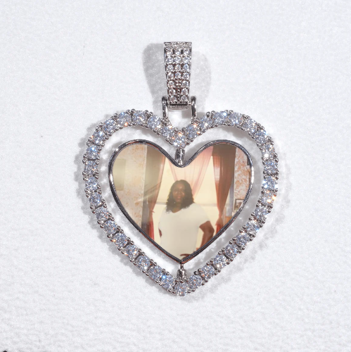 3D Spinning 2-Faced Heart Custom Picture Pendant