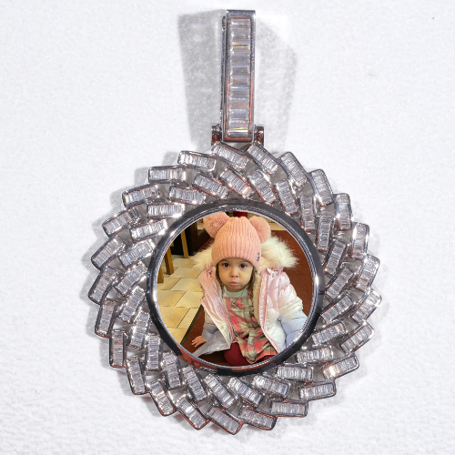 Large 3D Baguette Custom Picture Pendant