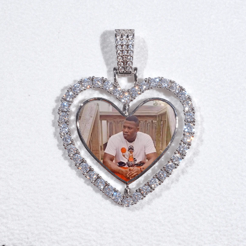 3D Spinning 2-Faced Heart Custom Picture Pendant