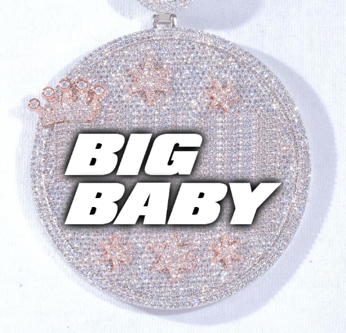 CUSTOM LETTER NECKLACE 3D BIG CROWN DISC