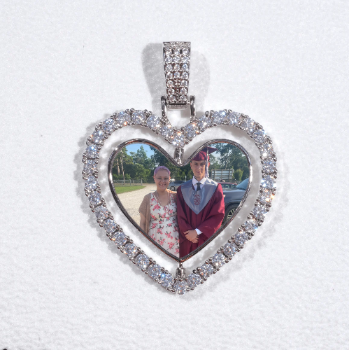 3D Spinning 2-Faced Heart Custom Picture Pendant