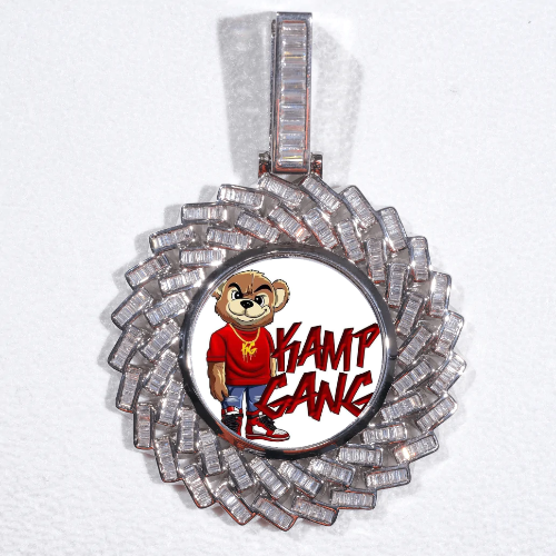 Large 3D Baguette Custom Picture Pendant