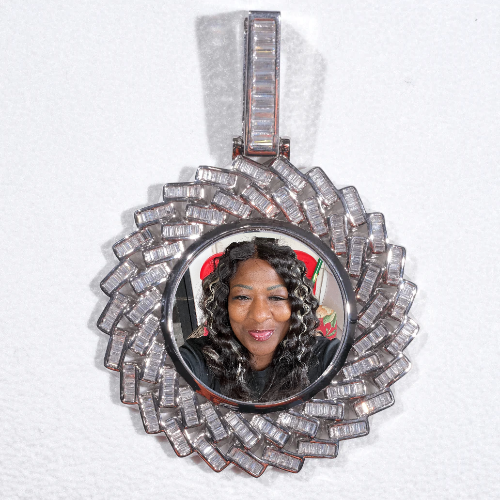 Large 3D Baguette Custom Picture Pendant
