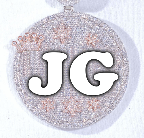 CUSTOM LETTER NECKLACE 3D BIG CROWN DISC