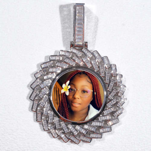 Large 3D Baguette Custom Picture Pendant