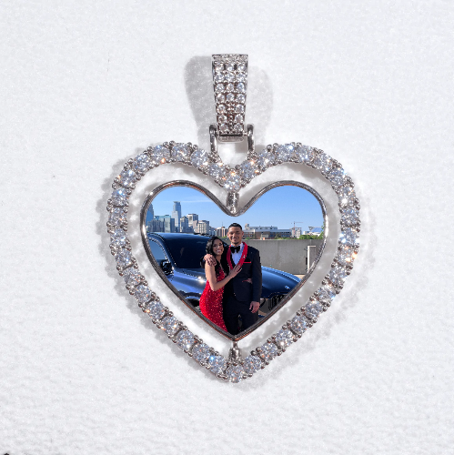 3D Spinning 2-Faced Heart Custom Picture Pendant