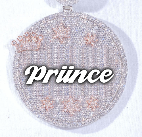 CUSTOM LETTER NECKLACE 3D BIG CROWN DISC