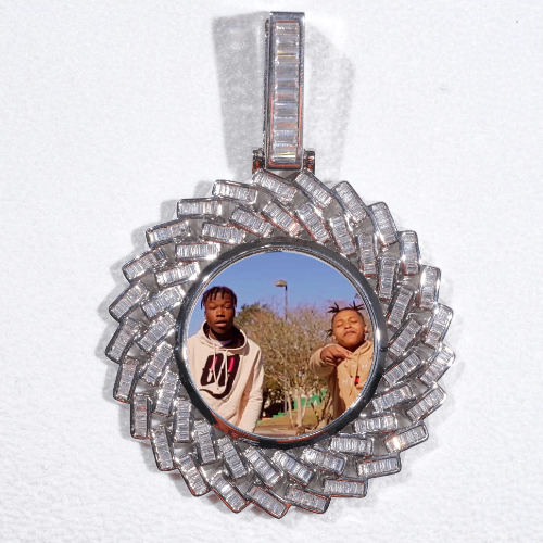 Large 3D Baguette Custom Picture Pendant