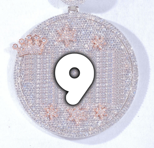 CUSTOM LETTER NECKLACE 3D BIG CROWN DISC