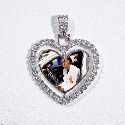 3D Spinning 2-Faced Heart Custom Picture Pendant